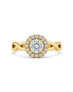 Twist Band Halo Engagement Ring