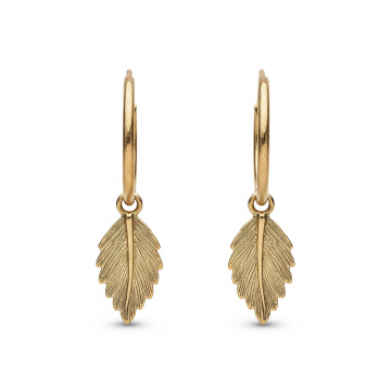 Textured Leaf Mini Hoop Earrings